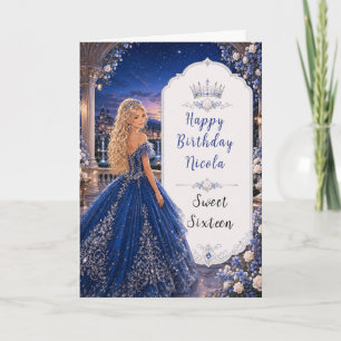 Midnight Blue Sweet 16 Princess Ball Card