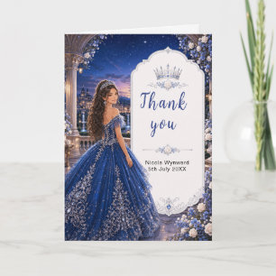 Midnight Blue Sweet 16 Princess Ball Thank You Card