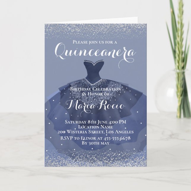 Midnight Blue Theme Holiday Card (Front)