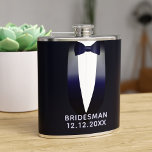 Midnight Blue Tuxedo Bridesman Wedding Flask<br><div class="desc">A midnight blue tuxedo with space for your Bridesman's or Groomsman's name and wedding date. Makes a great thank you gift for any member of the Bridal Party</div>