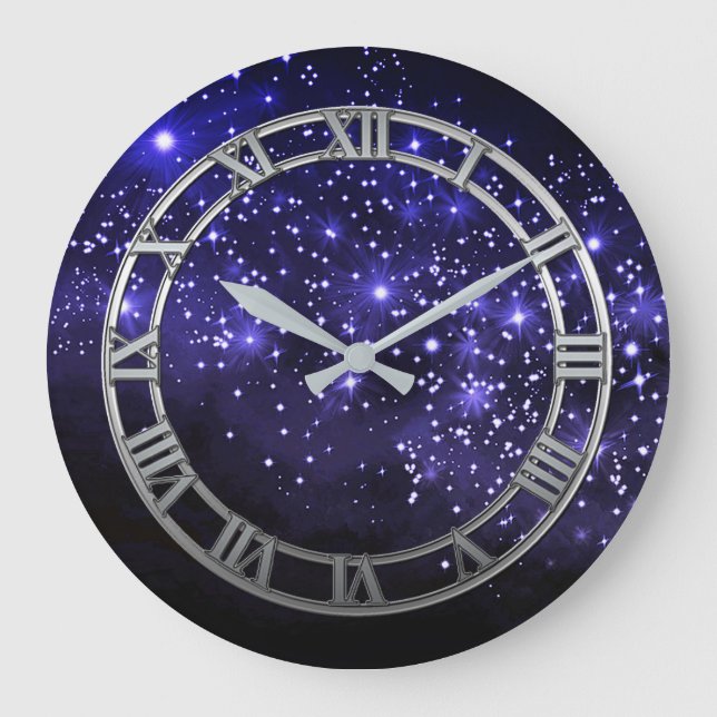 Midnight Blue Twilight Round Wall Clock (Front)