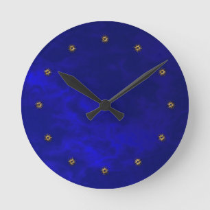 midnight blue velvet round clock