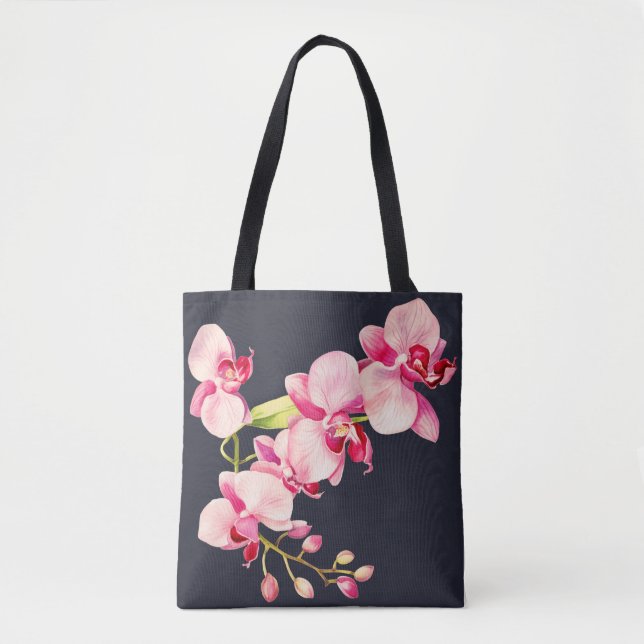 Midnight Blue vivid Pink Orchid Leggings Tote Bag (Front)