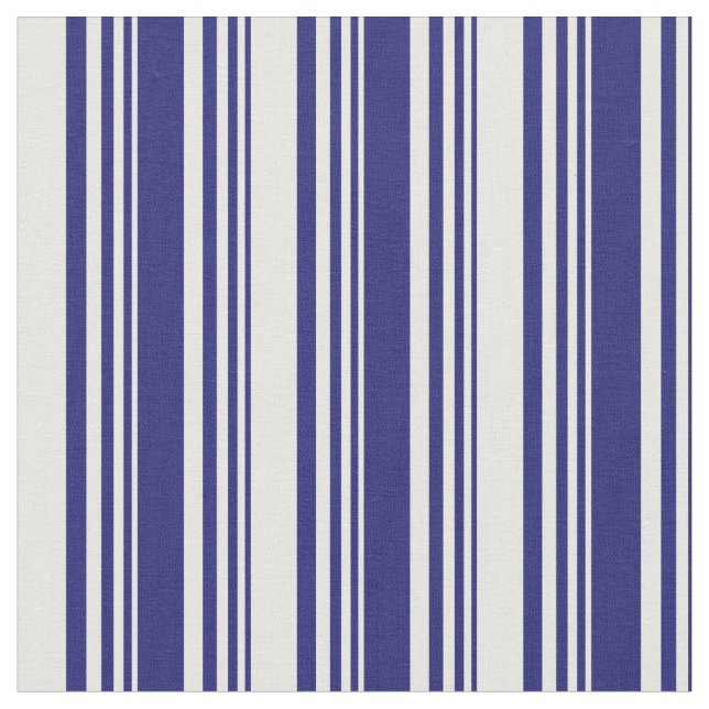Midnight Blue & White Coloured Lines Fabric (Close Up)