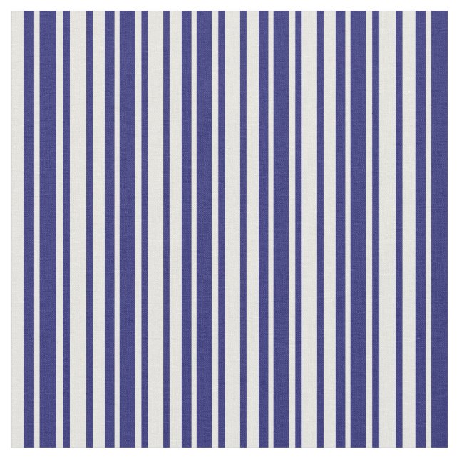 Midnight Blue & White Lines Pattern Fabric (Close Up)