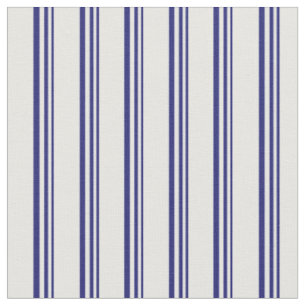 Midnight Blue & White Lines/Stripes Pattern Fabric