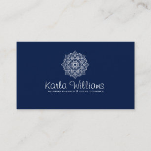 Midnight Blue & White Mandala Business Card