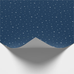 Midnight Blue & White Star Pattern Holiday Wrapping Paper