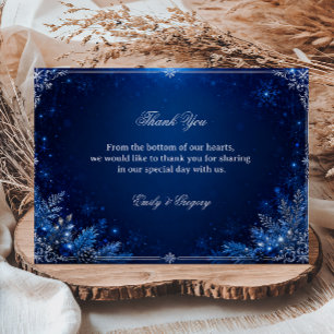 Midnight Blue Winter Response Elegance Thank You Card