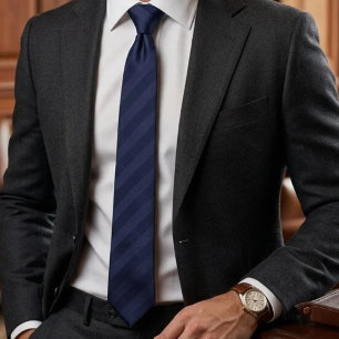 Midnight Blue Woven Stripe Tie