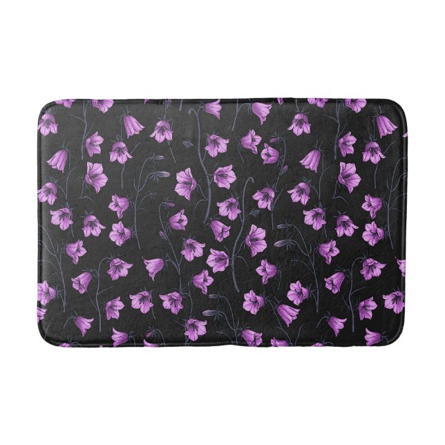 Midnight Bluebells, Harebells, Bellflowers 2 Bath Mat (Front)