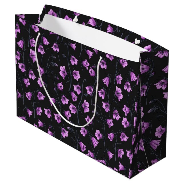 Midnight Bluebells, Harebells, Bellflowers 2 Large Gift Bag (Back Angled)