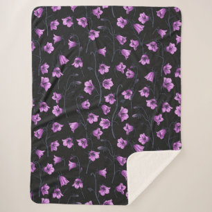 Midnight Bluebells, Harebells, Bellflowers 2 Sherpa Blanket