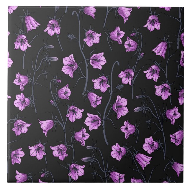 Midnight Bluebells, Harebells, Bellflowers 2 Tile (Front)
