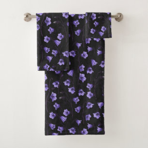 Midnight Bluebells, Harebells, Bellflowers Bath Towel Set