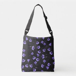 Midnight Bluebells, Harebells, Bellflowers Crossbody Bag