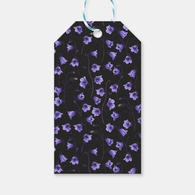 Midnight Bluebells, Harebells, Bellflowers Gift Tags (Front)