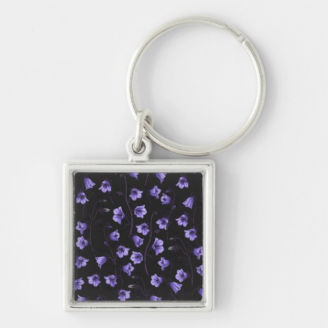 Midnight Bluebells, Harebells, Bellflowers Key Ring (Front)