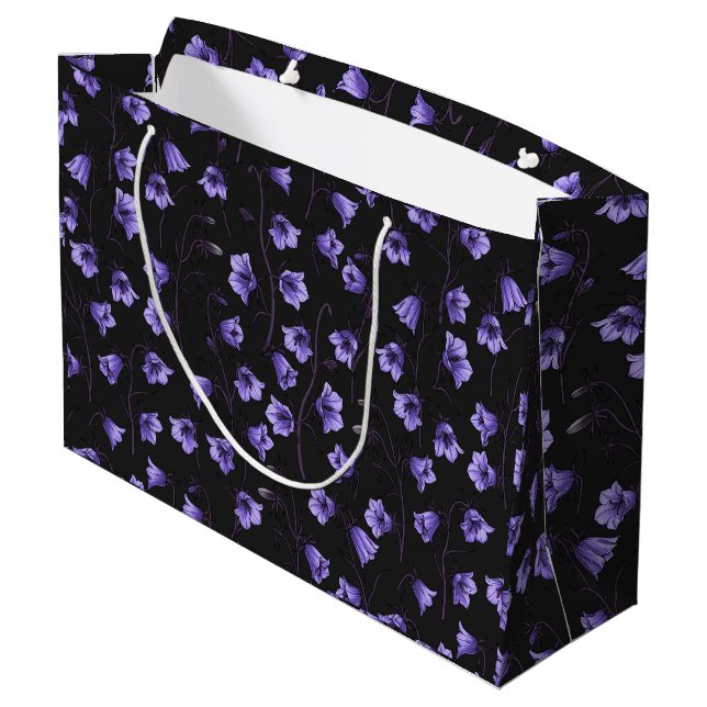 Midnight Bluebells, Harebells, Bellflowers Large Gift Bag (Back Angled)
