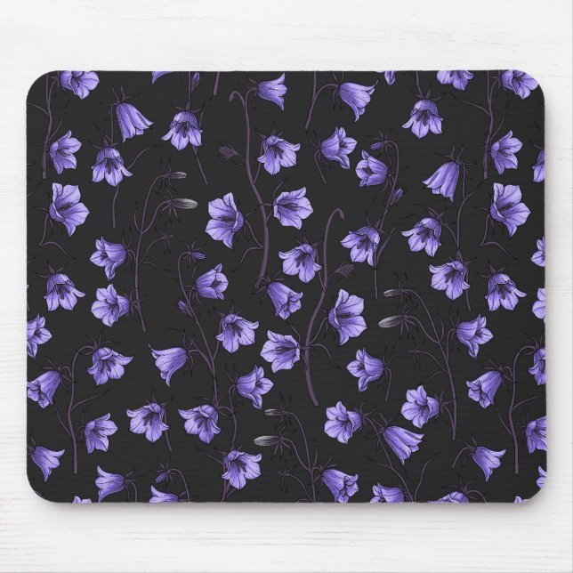 Midnight Bluebells, Harebells, Bellflowers Mouse Mat (Front)