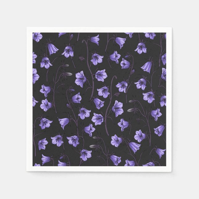 Midnight Bluebells, Harebells, Bellflowers Napkin (Front)