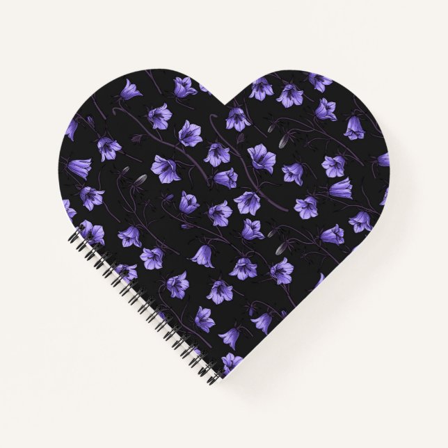 Midnight Bluebells, Harebells, Bellflowers Notebook (Front)