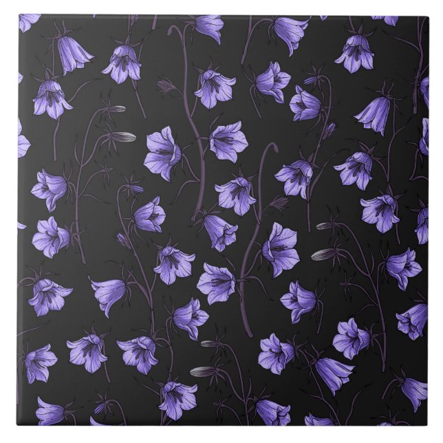 Midnight Bluebells, Harebells, Bellflowers Tile (Front)