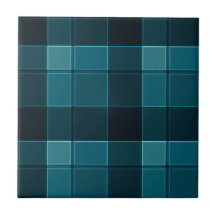 Midnight Blues and Teal Check Ceramic Tile