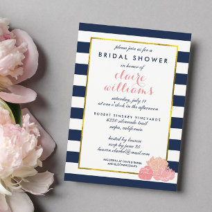 Midnight Blush Peony Bridal Shower Invitation