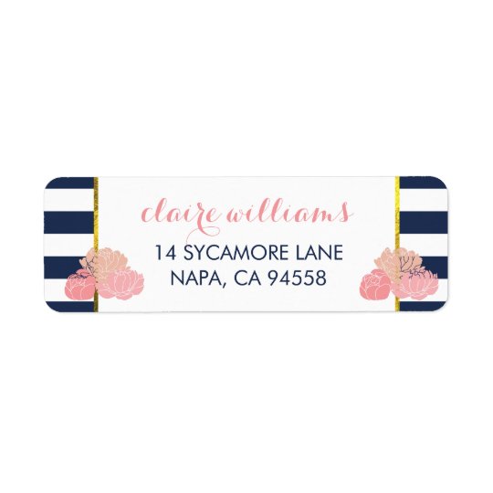 Midnight Blush Peony Return Address Labels
