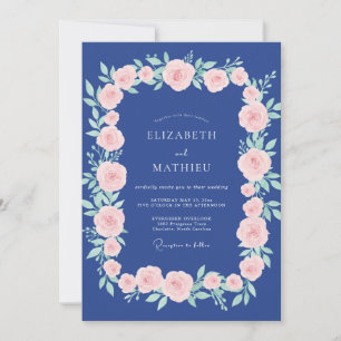 Midnight Blush Rose Wedding Invitation