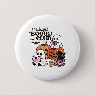 Midnight Boo(k) Club Halloween Ghosts Reading Book 6 Cm Round Badge