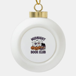 Midnight Book Club Halloween Reading Design_1 Ceramic Ball Christmas Ornament