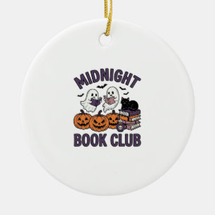 Midnight Book Club Halloween Reading Design_1 Ceramic Tree Decoration
