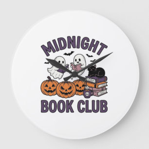Midnight Book Club Halloween Reading Design_1 Large Clock