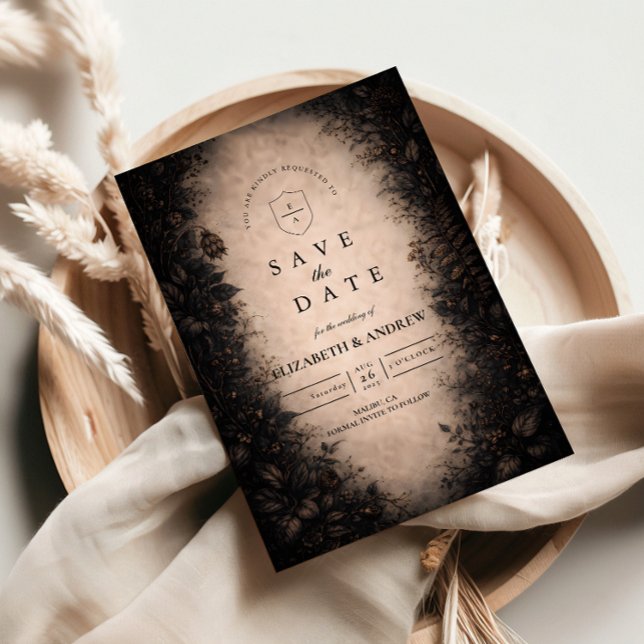 Midnight Botanical Gothic Wedding Save The Date (Creator Uploaded)