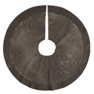 Midnight Bronze Romance   Satiny Grunge Damask Brushed Polyester Tree Skirt