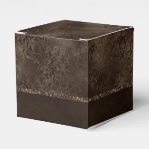 Midnight Bronze Romance   Satiny Grunge Damask Favour Box