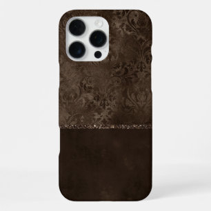 Midnight Bronze Romance Satiny Grunge Damask iPhone 16 Pro Max Case