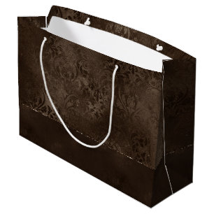 Midnight Bronze Romance   Satiny Grunge Damask Large Gift Bag