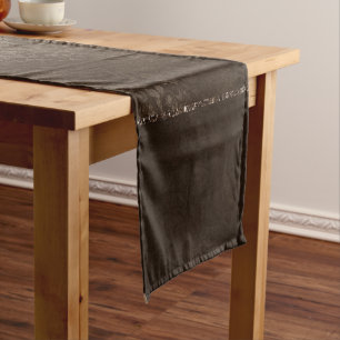 Midnight Bronze Romance   Satiny Grunge Damask Short Table Runner