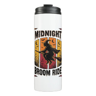 Midnight Broom Ride Vintage Witch Halloween Graphi Thermal Tumbler