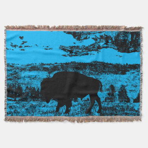Midnight Buffalo - Plains Bison Throw Blanket