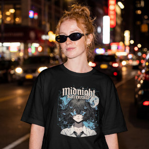 Midnight Butterflies – Gothic Anime Girl T-Shirt