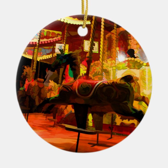 Midnight Carousel Ride Ceramic Tree Decoration (Front)