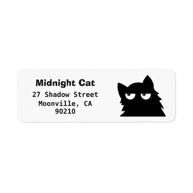 Midnight Cat Black Cat Return Address Labels (Front)