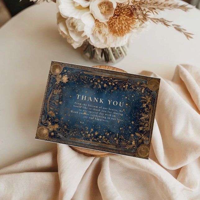 Midnight Celestial Baroque Wedding Thank You Card (Creator Uploaded)