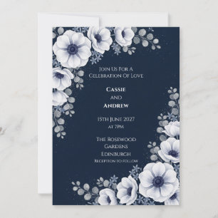 Midnight Celestial Botanical Anemone Invitation