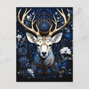 Midnight Celestial Floral Gothic Deer Holiday Postcard