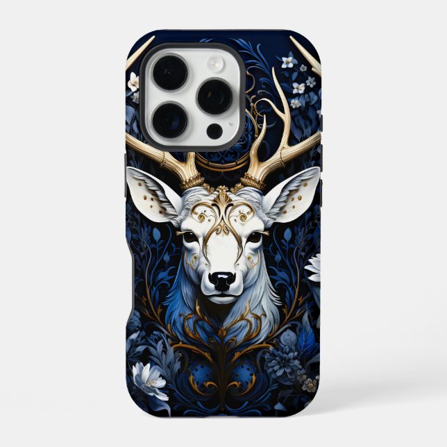 Midnight Celestial Floral Gothic Deer  iPhone Case (Back)